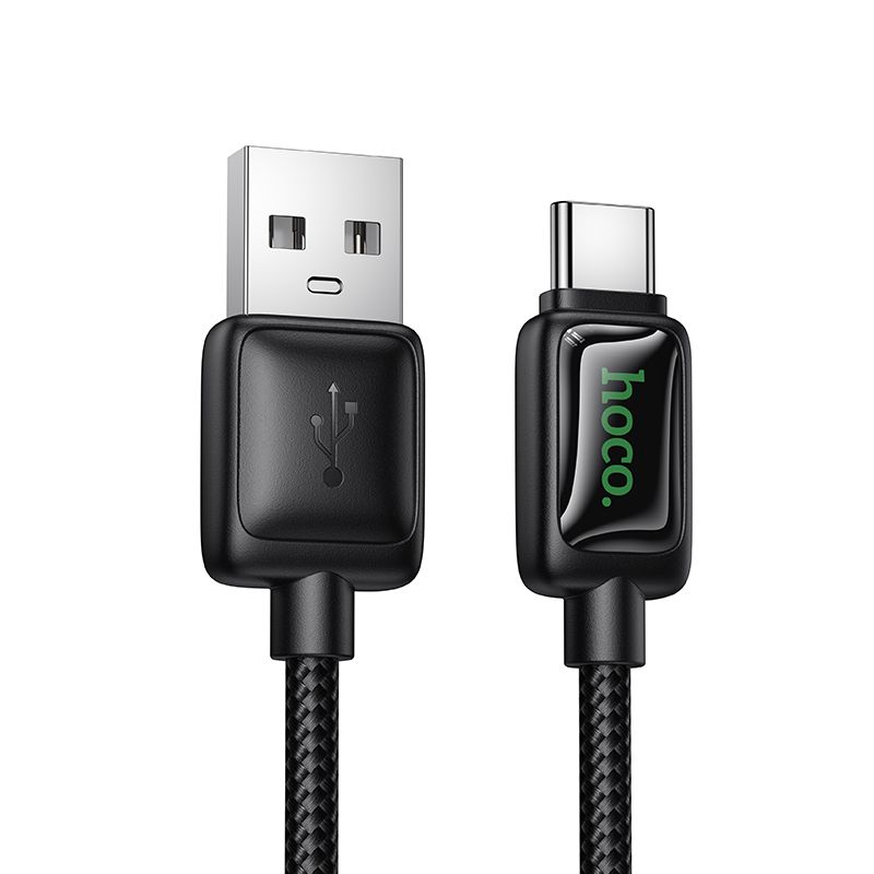Кабель с LCD USB A на USB C Hoco 3A 1,2 м U146 черный