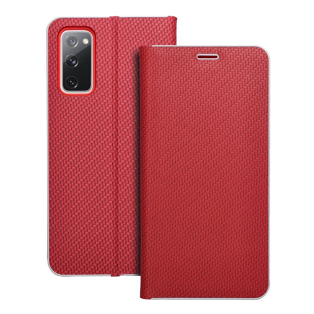 Flip чехол для Samsung S20 FE / S20 FE 5G Luna Book Carbon красный