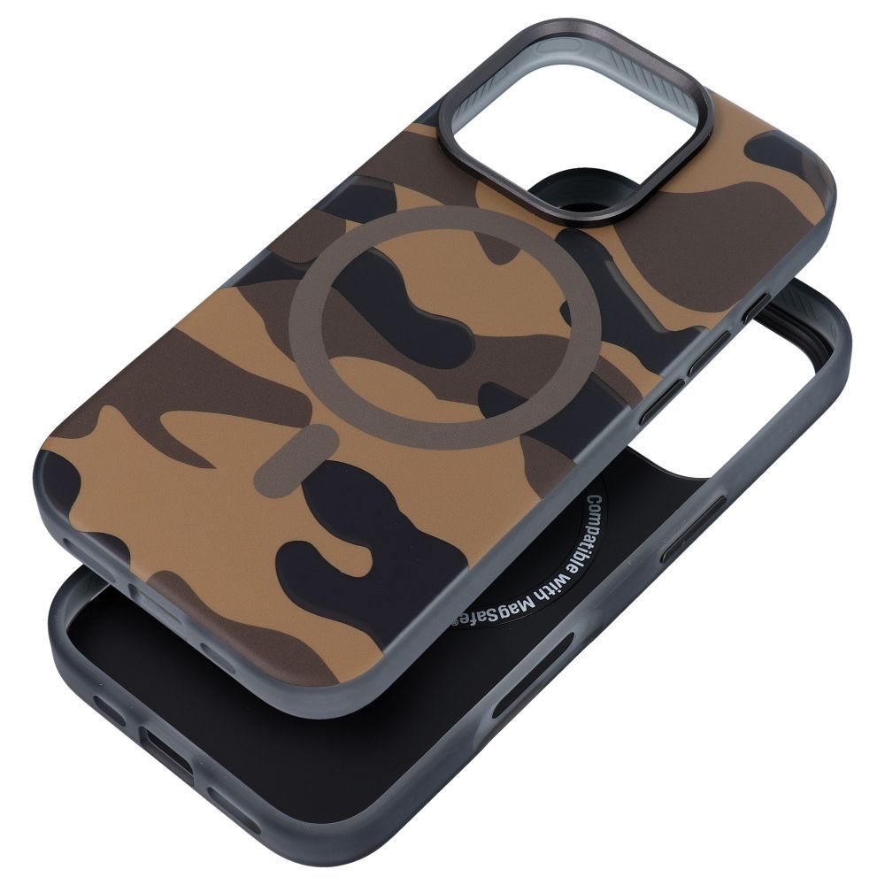 Dėklas telefonui FORCELL F-PROTECT su dviejų sluoksnių 4D technologija, militarinio kritimo testo suderinamas IPHONE 16 desertinis kamufliažas