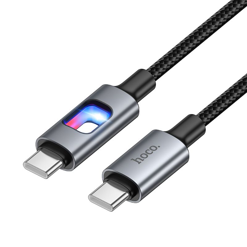 LED кабель USB C к USB C Hoco 3A 60W 1,2 м U144 черный