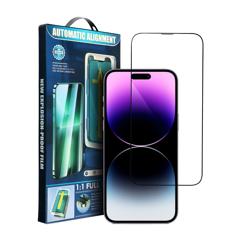 5D Full Glue Закалённое стекло для iPhone 15 Pro Max чёрный + аппликатор