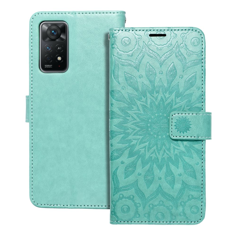 MEZZO knygos tipo dėklas telefonui XIAOMI Redmi Note 11 Pro / 11 Pro 5G su mandalos raštu, žalias