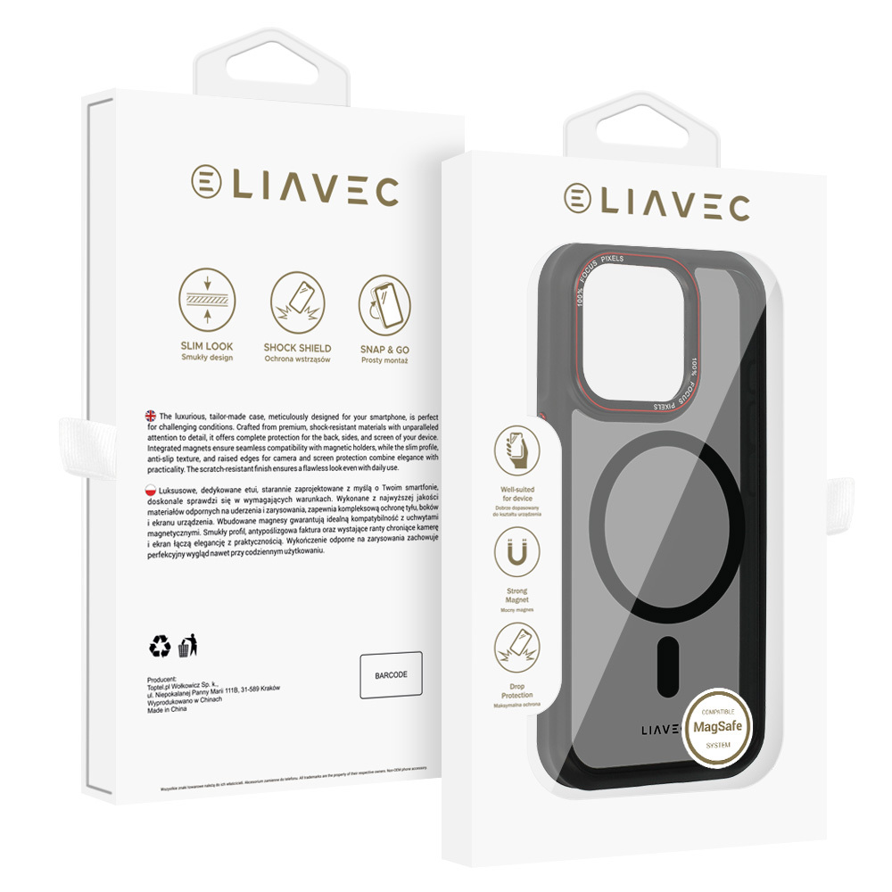 Liavec Hybrid MagSafe dėklas telefonui iPhone 15 Pro Max pilkas