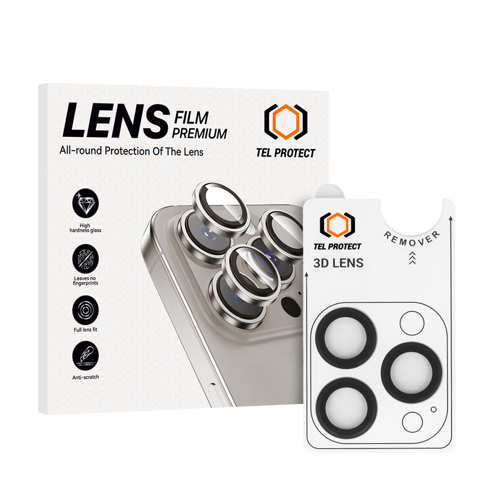 Tempered glass Tel Protect 3D Lens on camera for Iphone 13 Pro/13 Pro Max black (lens 3 pieces)