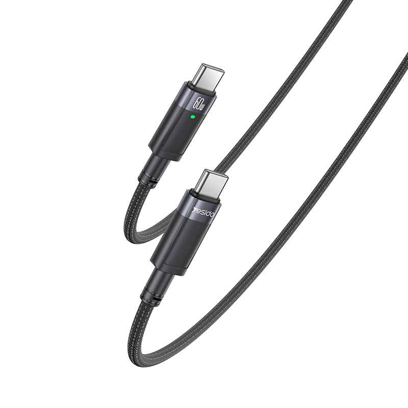 Yesido Кабель CA160 плетёный - Type C to Type C - PD 60W 1,2 метра чёрный