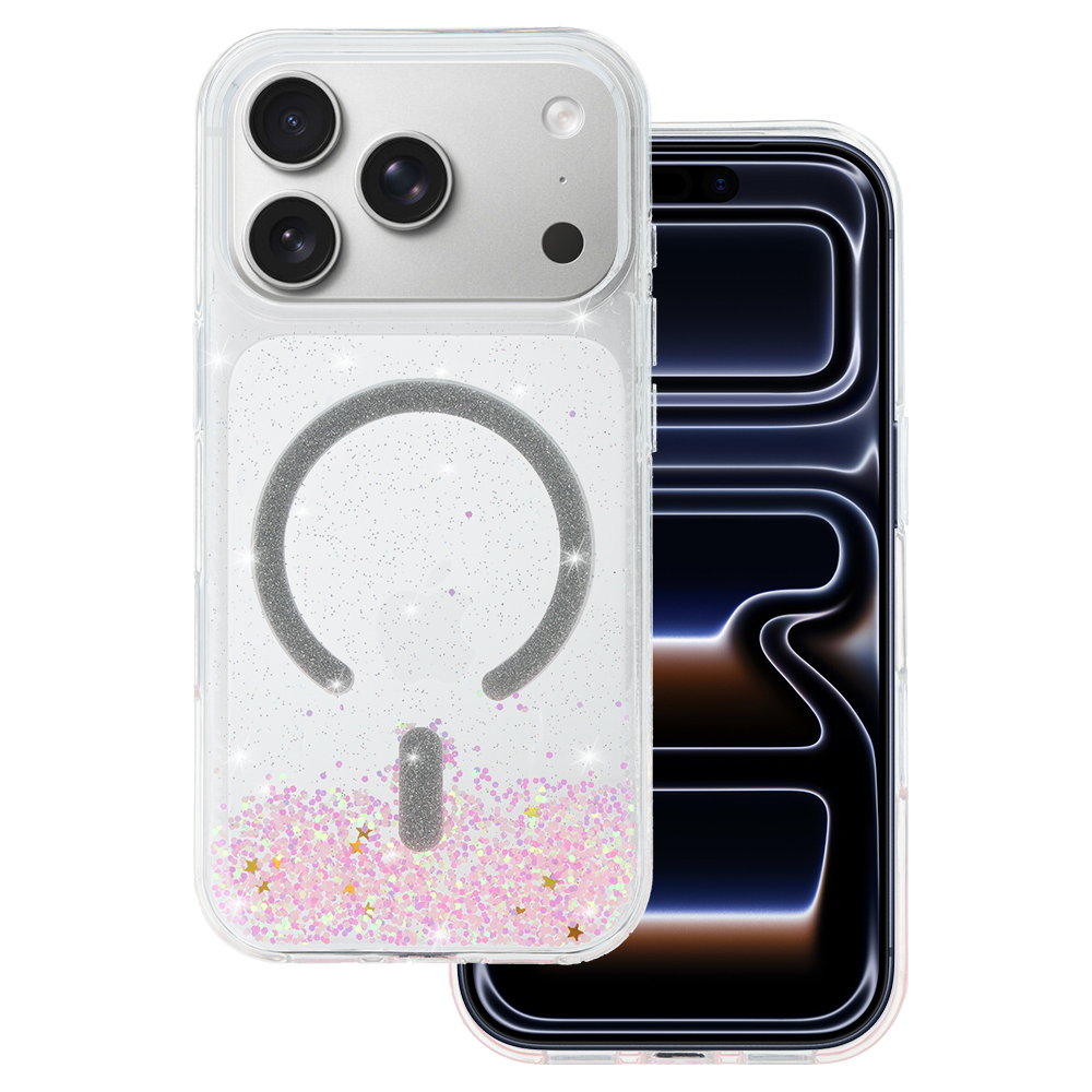 Tel Protect Moonlite magnetinis dėklas telefonui Iphone 17 Pro rožinis permatomas