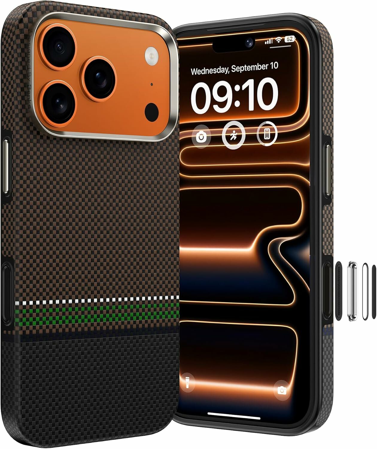 Benks magnetinis Armor Pro Prestige Kevlar 600D dėklas (Y070) Iphone 17 Pro Max telefonui (su kameros valdymo mygtuku)