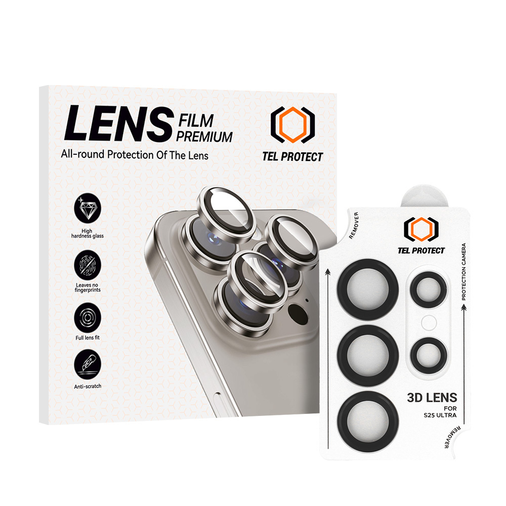 Tempered glass Tel Protect 3D Lens on camera for Samsung Galaxy S26 Ultra black (lens 5 pieces)