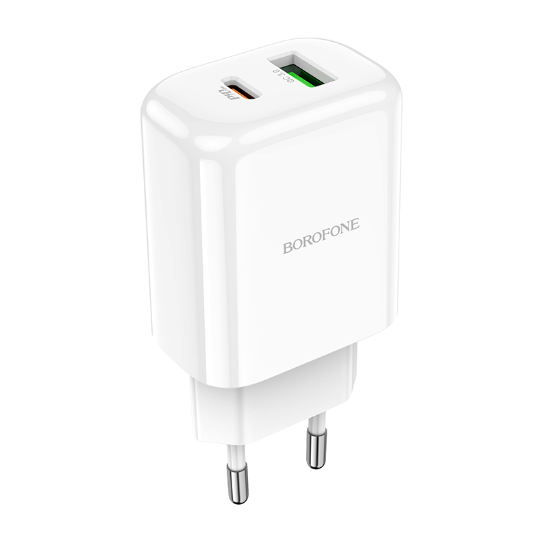 Borofone сетевое зарядное устройство BN4 Potential - USB + Type C - QC 3.0 PD 2.0 20W белый