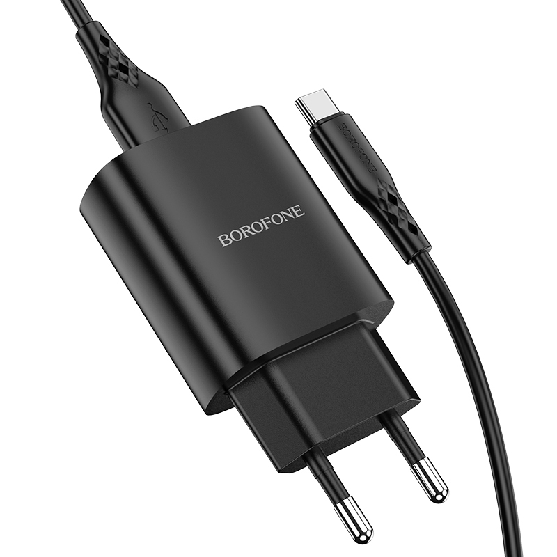 Borofone Sieninis įkroviklis BN1 Innovative - USB - 2,1A su USB į Type C juodas