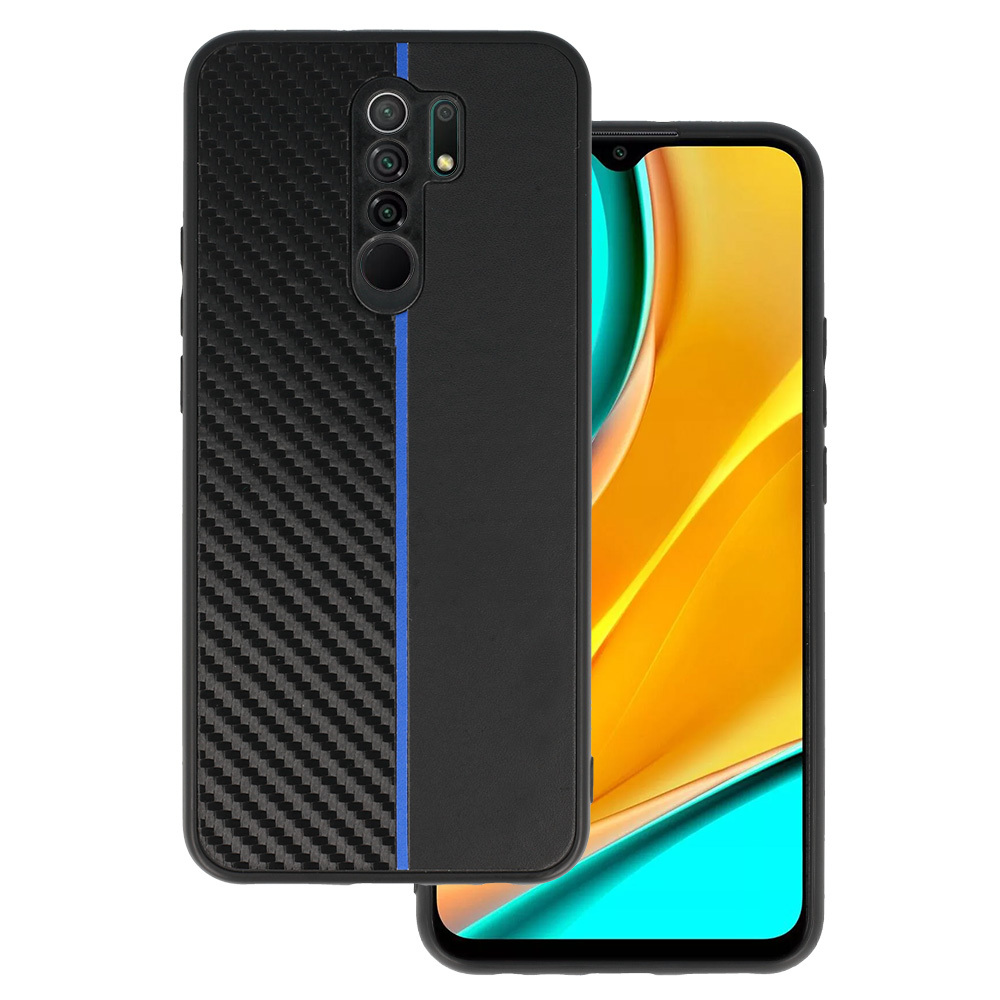 Tel Protect ANGLIES dėklas Xiaomi Redmi 9 juodas su mėlyna juosta
