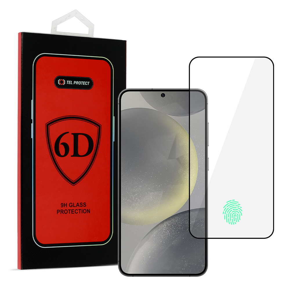 Tel Protect Pilno klijavimo 6D grūdintas stiklas SAMSUNG GALAXY S24 juodas (su pirštų atspaudų atrakinimu)