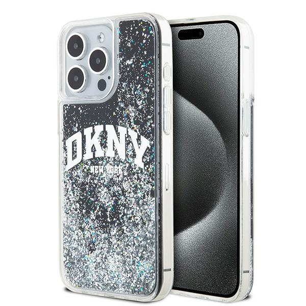 DKNY Liquid Glitter Big Logo dėklas, skirtas iPhone 14 Pro Max, juodas