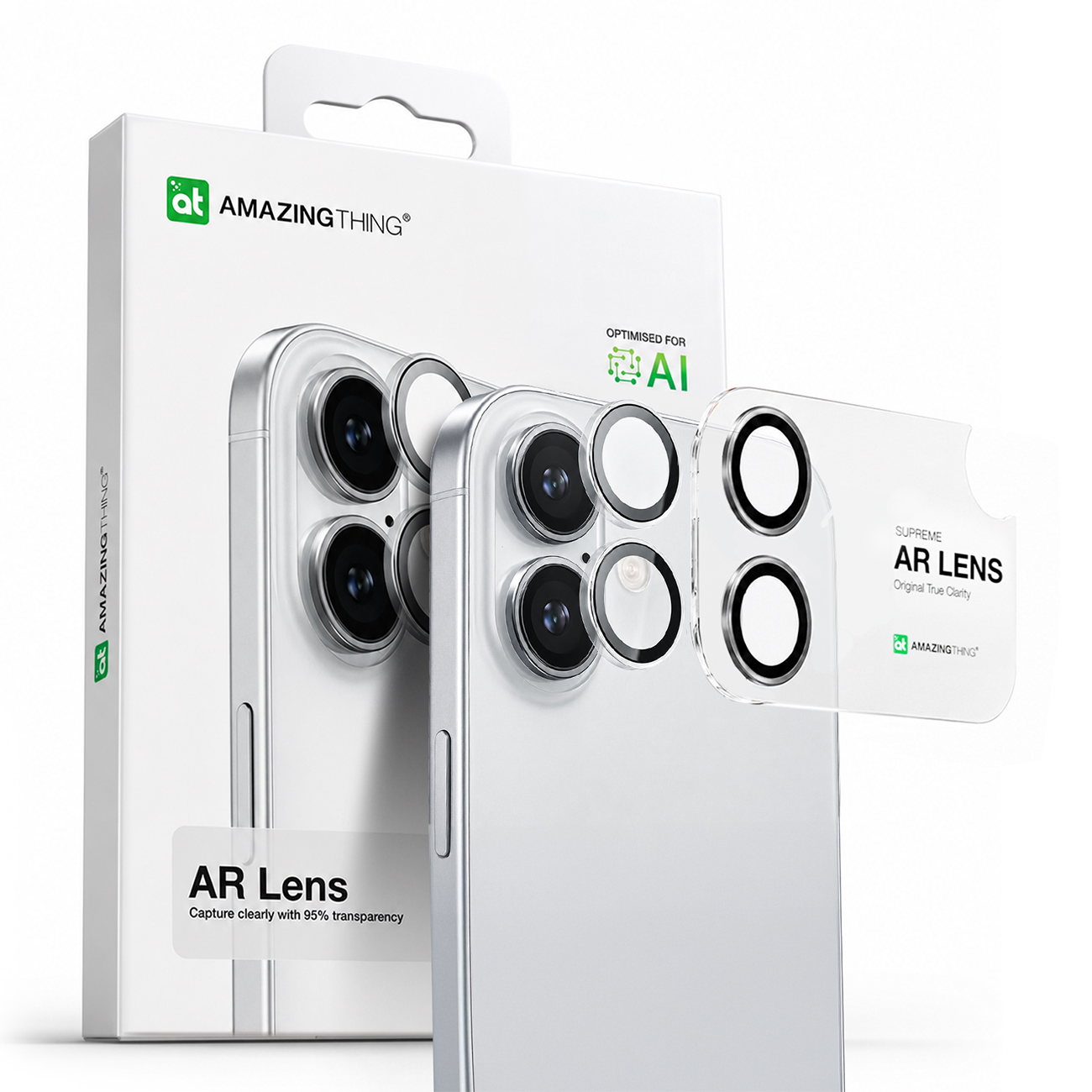 AmazingThing Lens стекло для iPhone 17 с чёрной алюминиевой рамкой