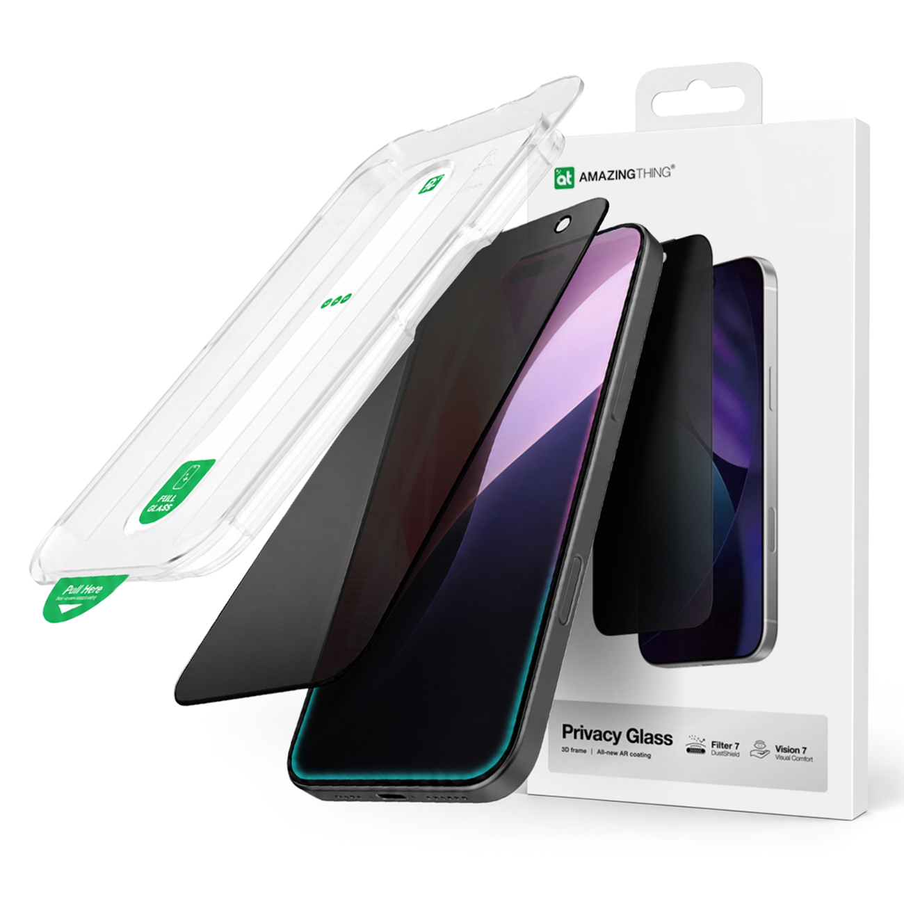 AmazingThing Titan Vision 7 grūdintas stiklas iPhone 17 Pro Max – privatumo