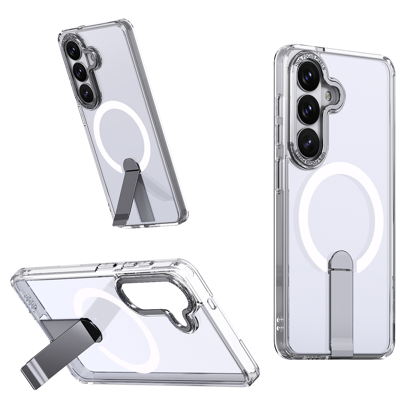 Hybrid Armor X dėklas Samsung Galaxy A57 su stovu suderinamas su MagSafe skaidrus