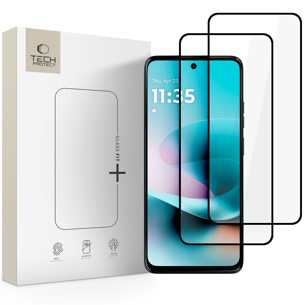 Tech-Protect Glass Fit+ grūdintas stiklas 2 vnt. skirta Motorola Moto G57 / G57 Power / G67 Power - juodas