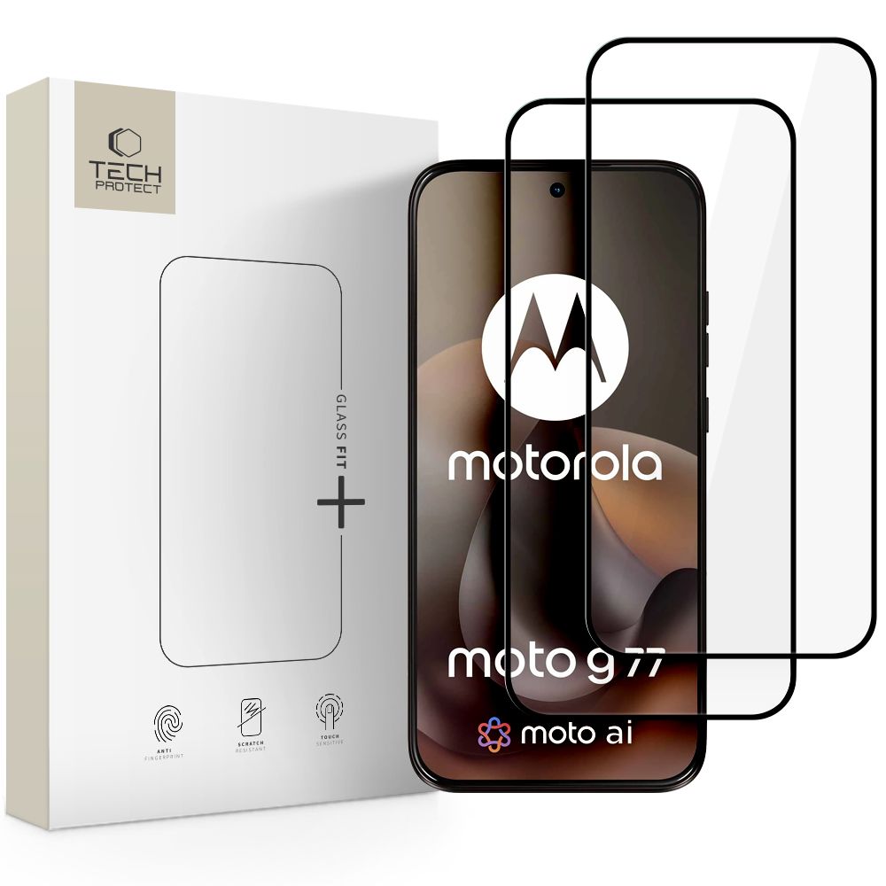Tech-Protect Glass Fit+ Закалённое стекло 2 шт. для Motorola Moto G67 / G77 - чёрный