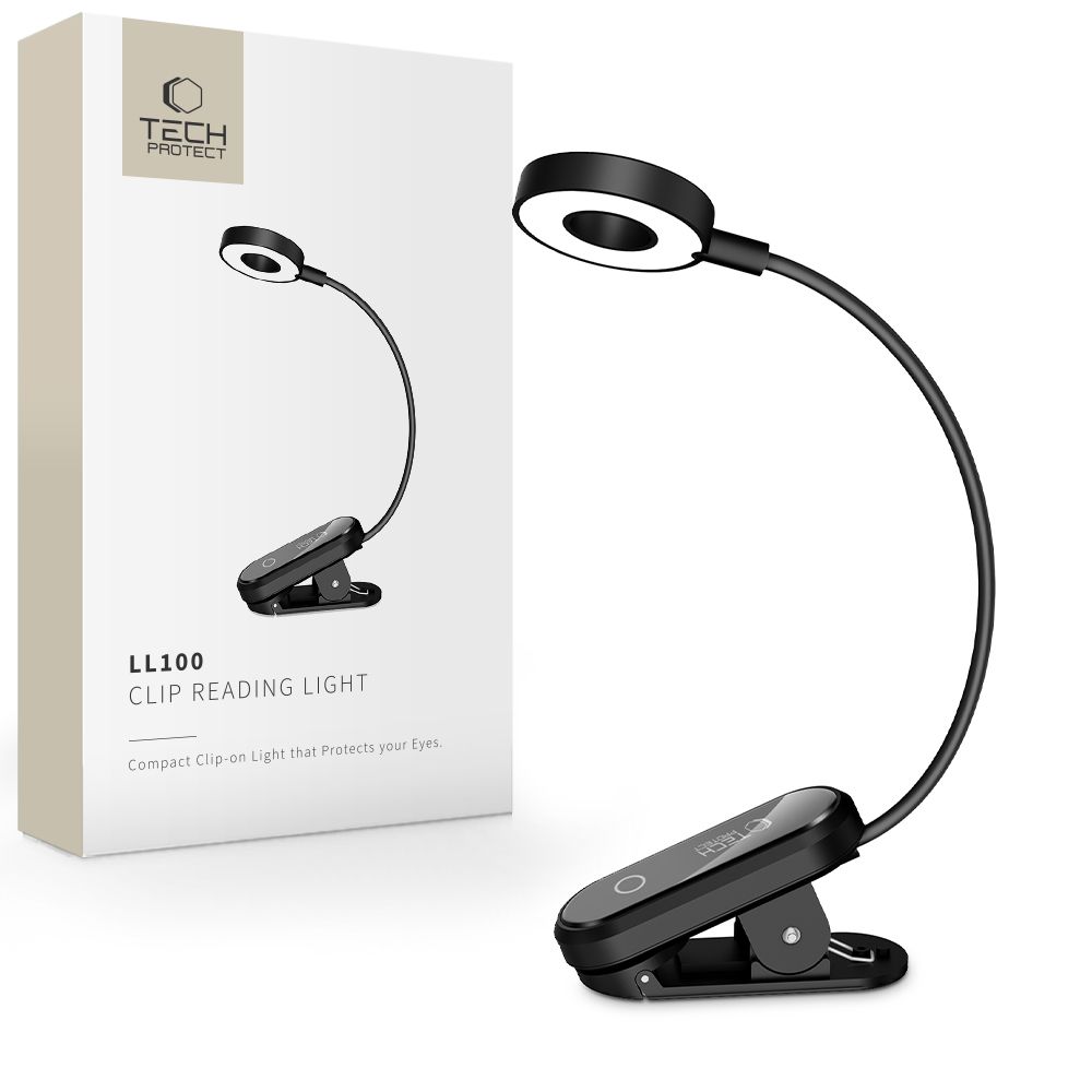 Tech-Protect LL100 Беспроводная лампа с клипсой + кабель USB-A / USB-C 30 см - чёрный