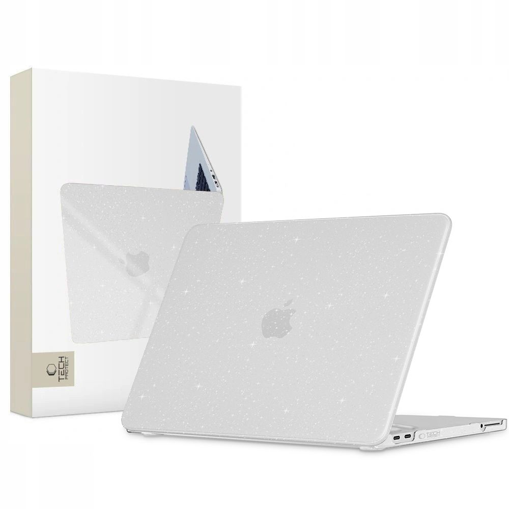 Tech-Protect SmartShell deklas MacBook Neo 13 colio 2026, skaidrus su blizgučiais