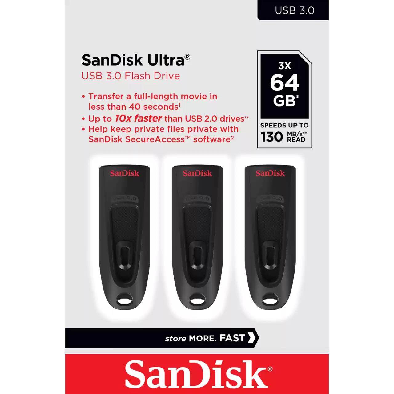 SanDisk USB 3.0 atmintinė 64GB 3 vnt. pakuotė SDCZ48-064G-G46T