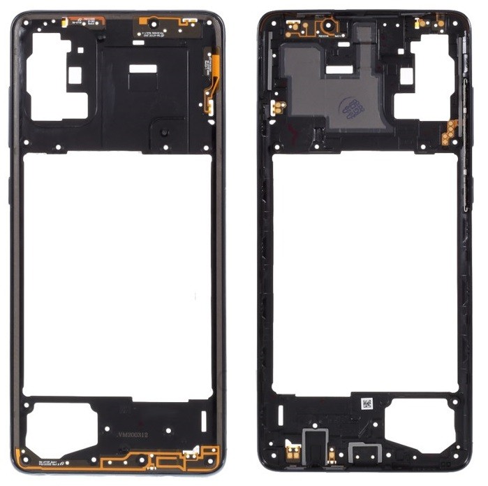 Средний корпус Samsung A715 A71 Prism Crush Black с боковыми кнопками оригинальный (used Grade B)