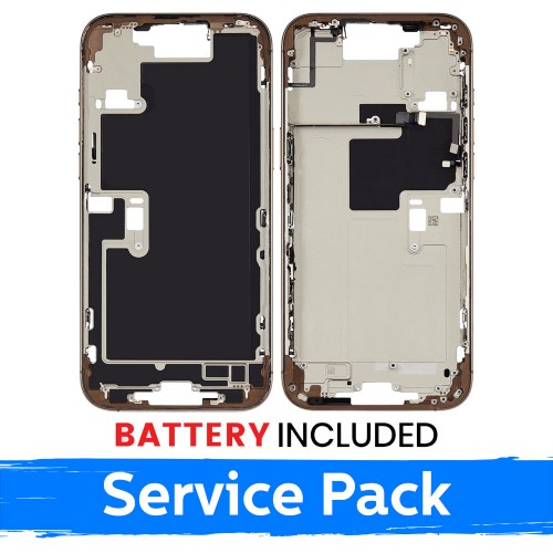 Apple iPhone 16 Pro Max vidurinio rėmo korpusas + baterija / Dykumos titanas / (Aptarnavimo pakuotė)