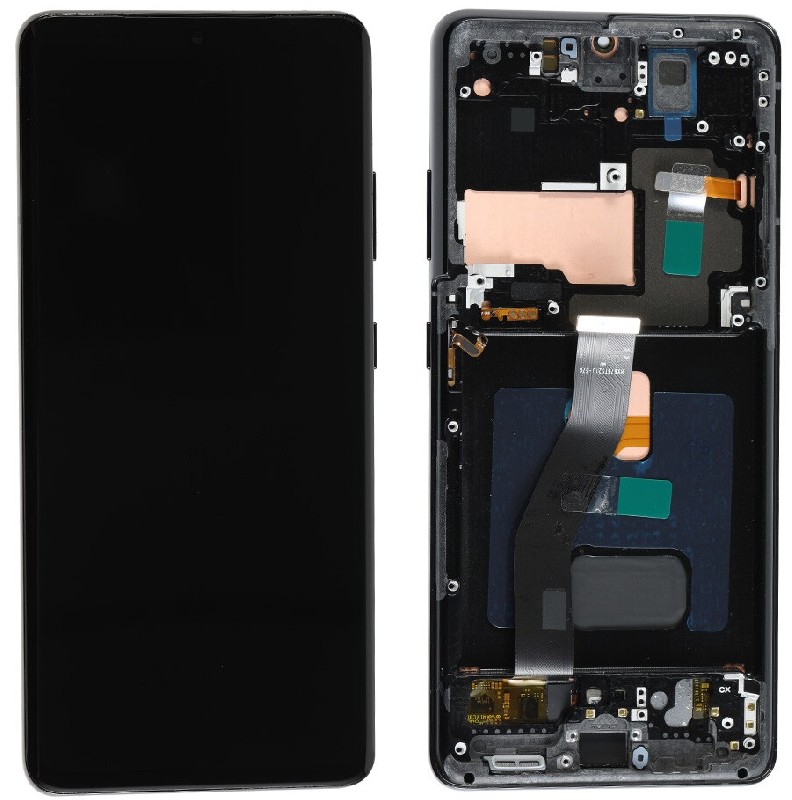 LCD ekranas Samsung G998 S21 Ultra su jutikliniu ekranu ir rėmeliu Phantom juodas OLED (tikras dydis)