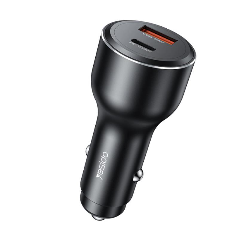 Yesido Y65 Automobilinis Įkroviklis 118W QC3.0 USB-A+C Juodas