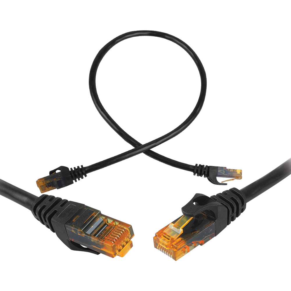 CAT6e UTP tinklo patchcord laidas 8P8C juodas 0,5m