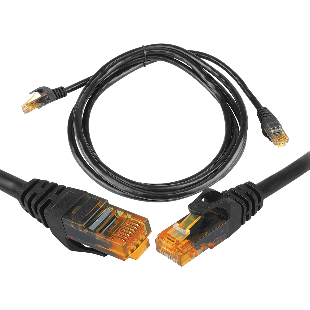 CAT6e UTP tinklo patchcord laidas 8P8C juodas 1,5m