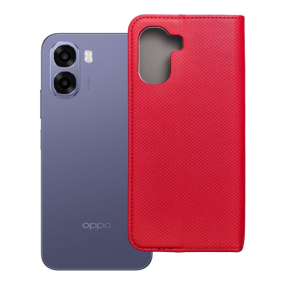 Atverčiamas Smart Case Book dėklas, skirtas Oppo A6x, raudonas