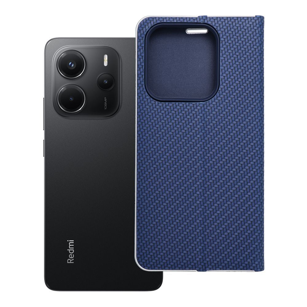 LUNA Book Carbon dėklas telefonui XIAOMI Redmi Note 14 5G mėlynas