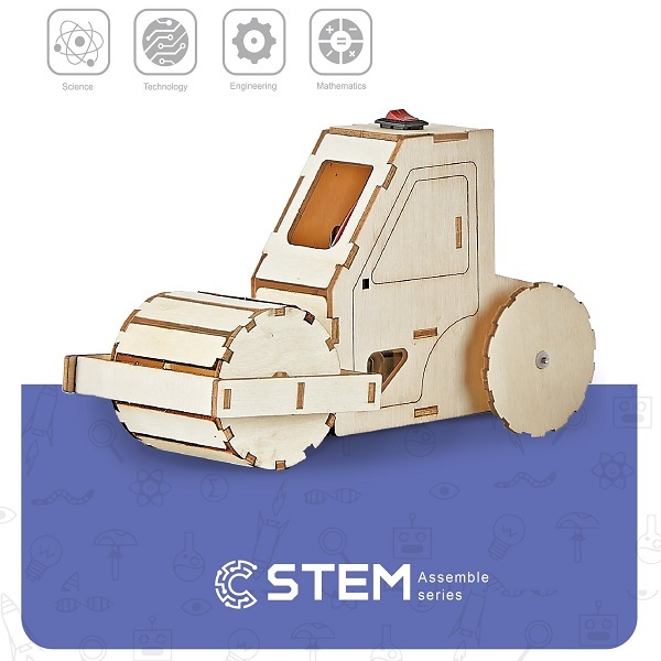 Wooden Assembly Kit "Electric Road Roller", STEM Educational Toy