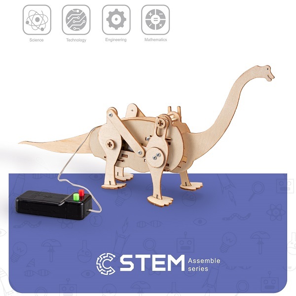 Wooden Assembly Kit Brachiosaurus Robot STEM Educational Toy