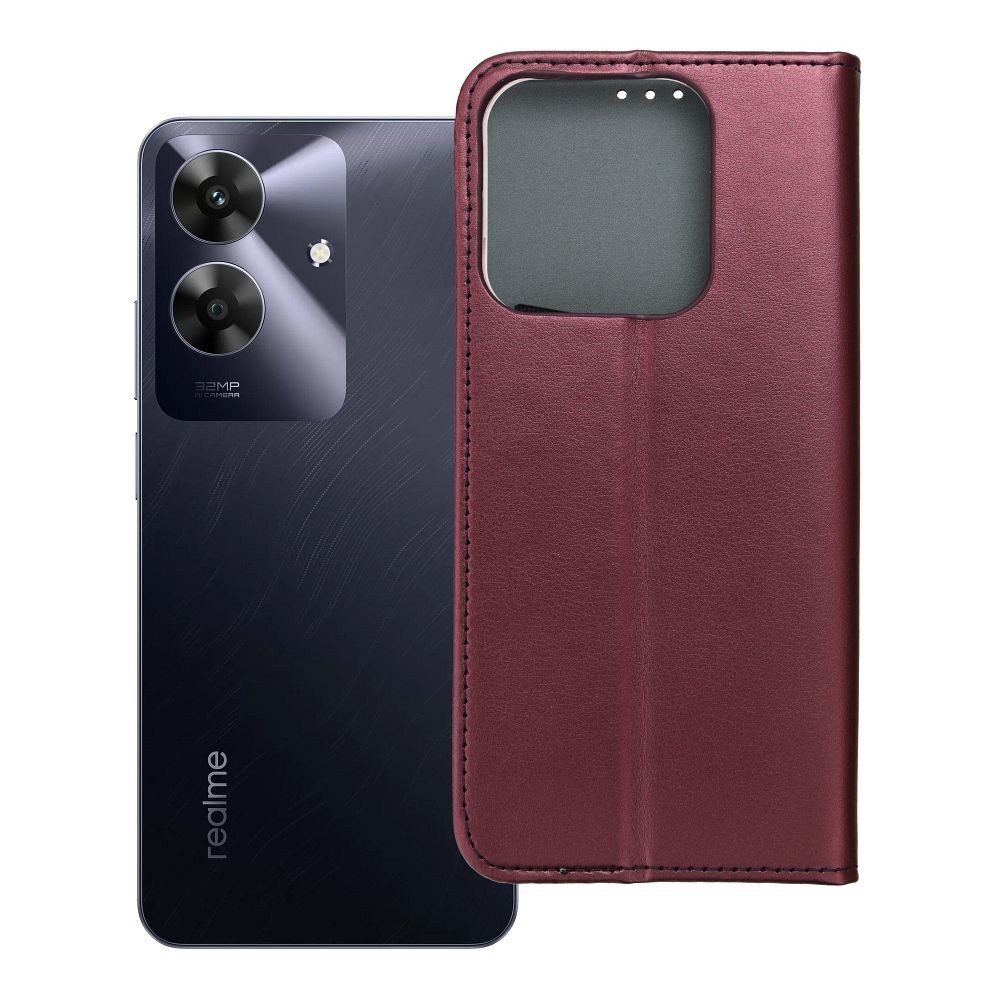 SMART MAGNETO knygos tipo dėklas telefonui REALME NOTE 60, bordo