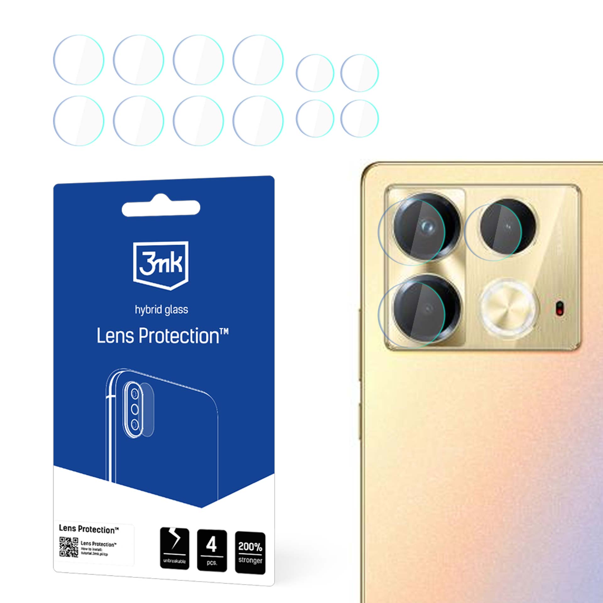 3mk objektyvo apsauga™ hibridinis kameros stiklas Infinix Note 40 - skaidrus