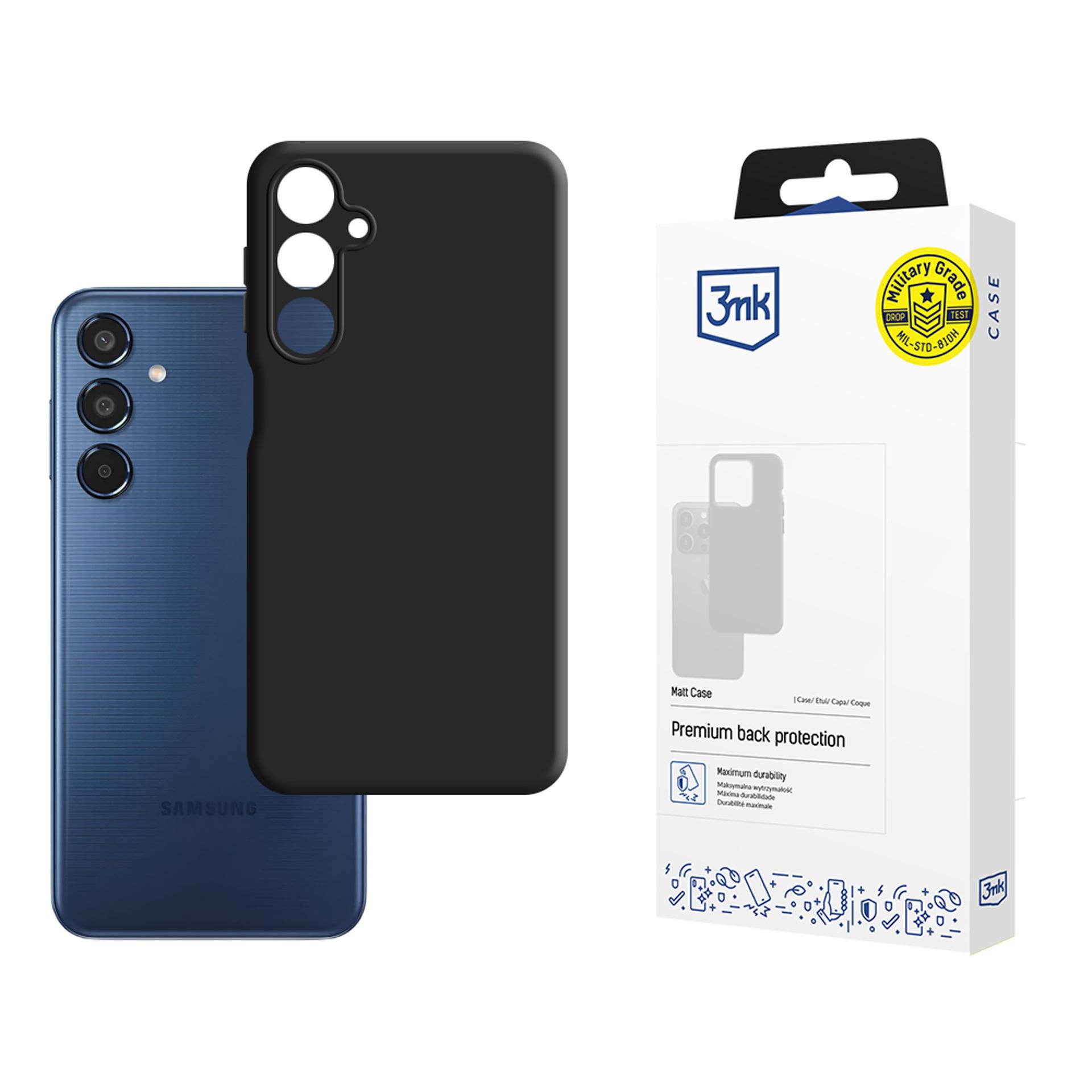3mk matinis dėklas telefonui Samsung Galaxy M35 5G - juodas