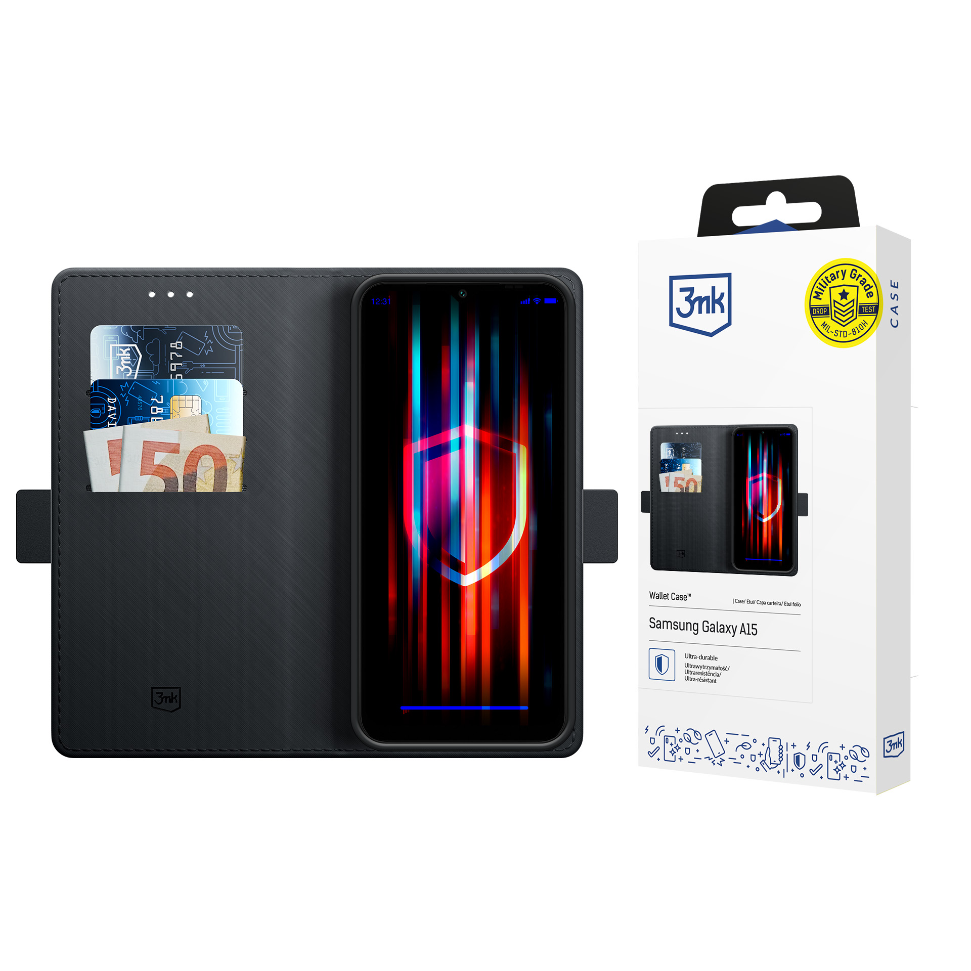 3mk Dėklas telefonui su atvartu Samsung Galaxy A15 5G - Juodas