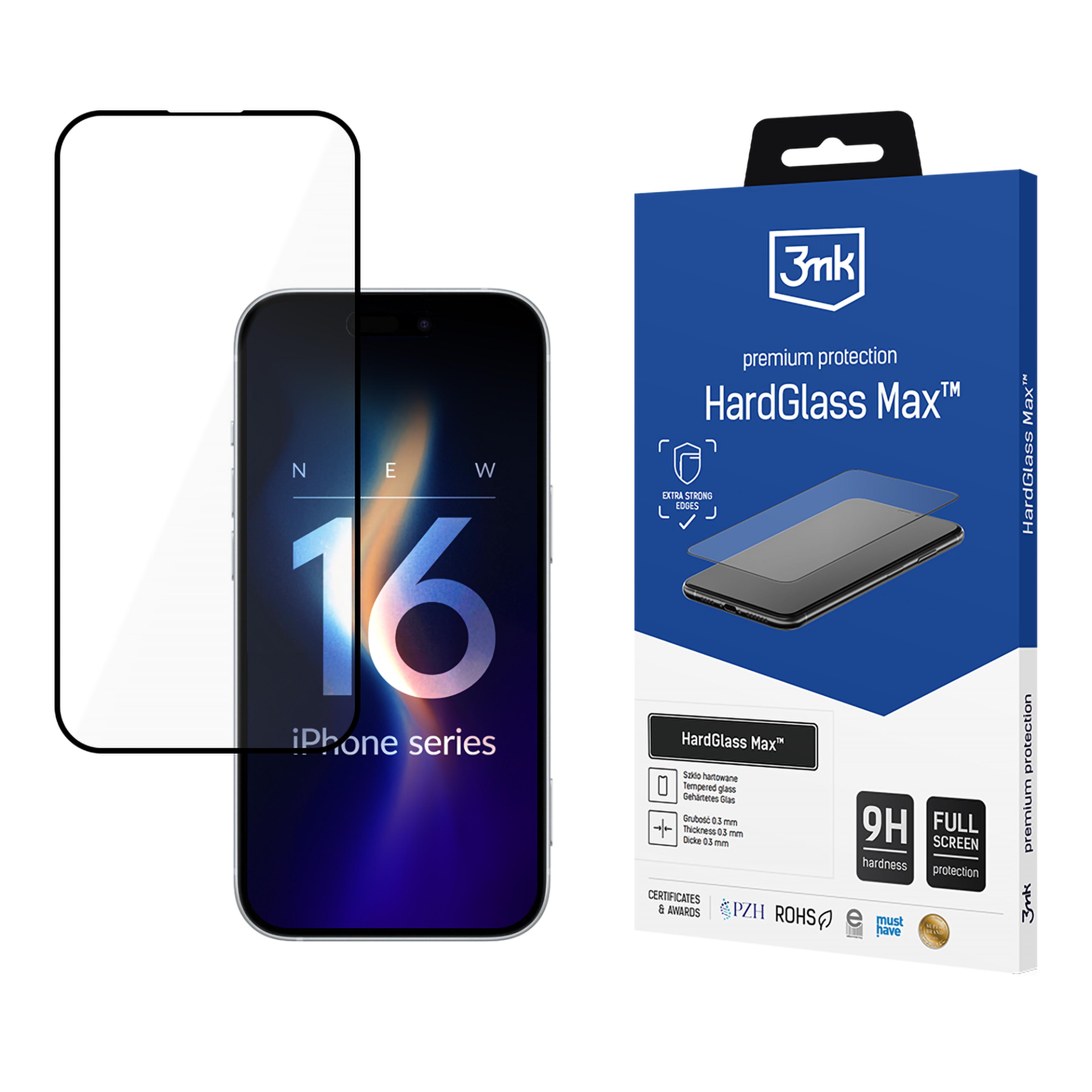 Tempered glass 3mk Hard Glass Max Apple iPhone 16 Plus black