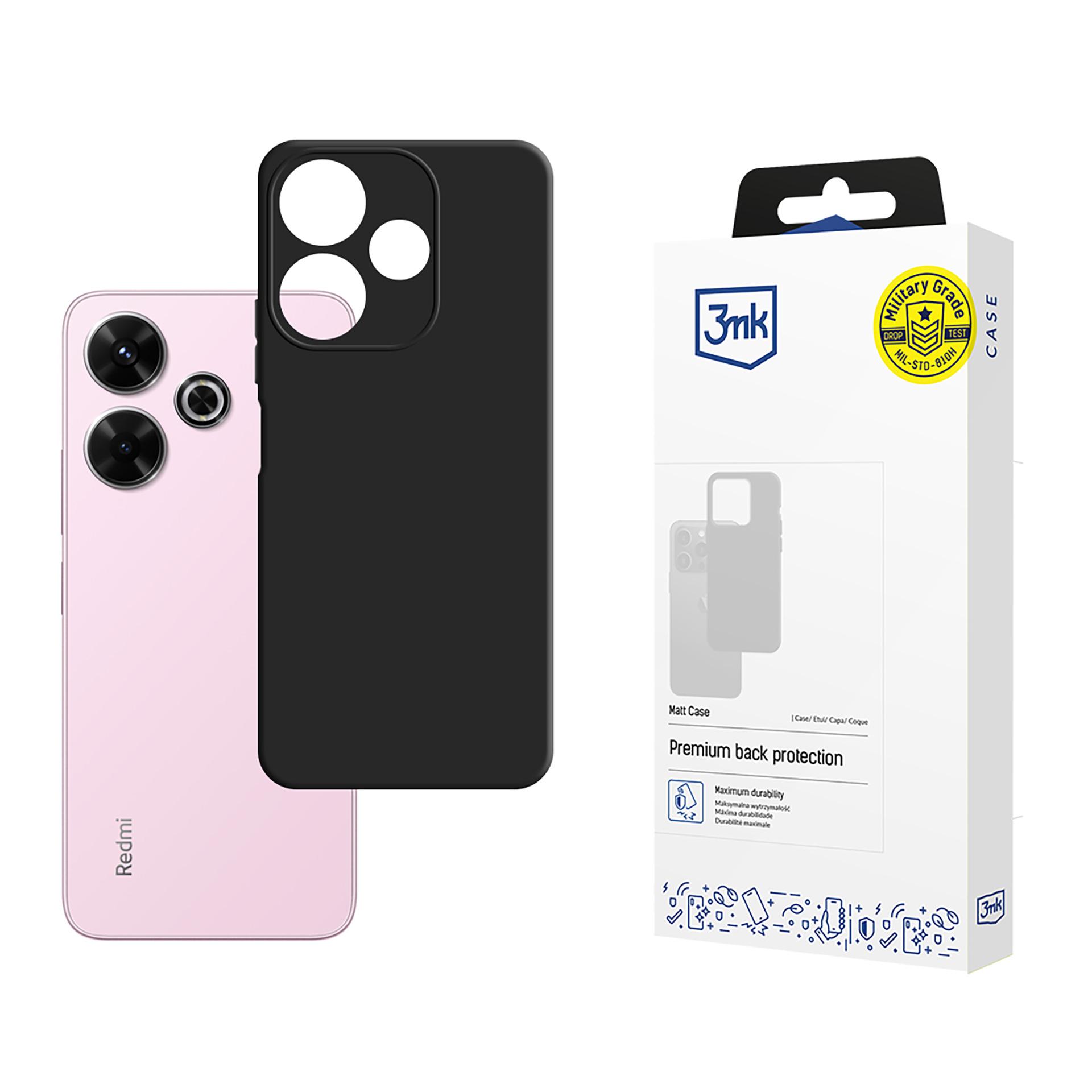 3mk matinė dėklas telefonui Xiaomi Redmi Note 13R 5G/Redmi 13 4G - juodas