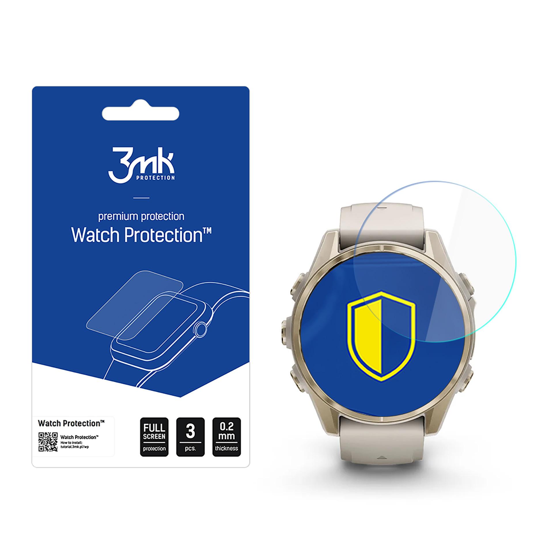 Hibridinis stiklas 3mk laikrodžio apsauga FlexibleGlass Garmin Fenix 8 Amoled 43mm
