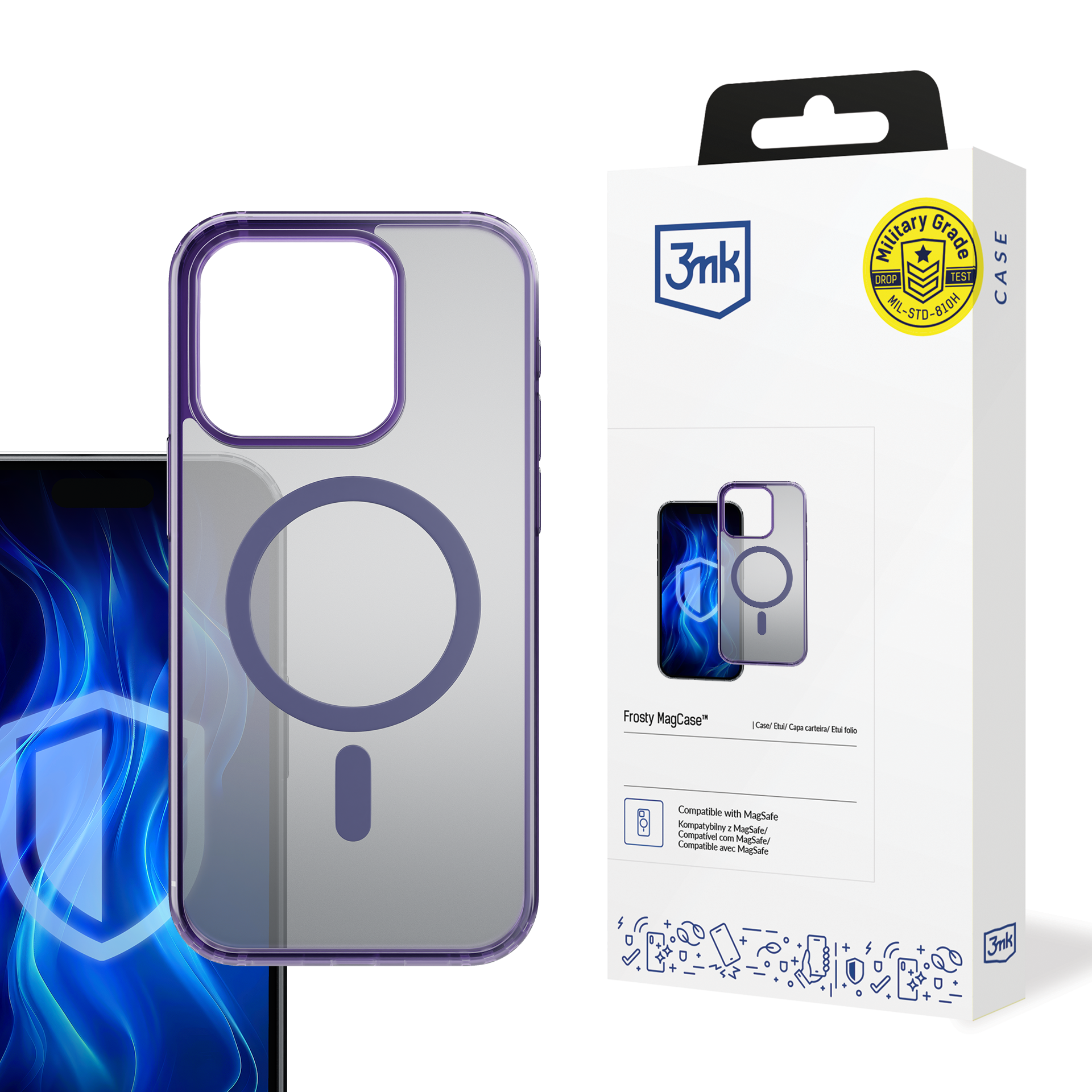 3mk Frosty Magnetinis violetinis dėklas telefonui Apple iPhone 16 Pro - violetinis