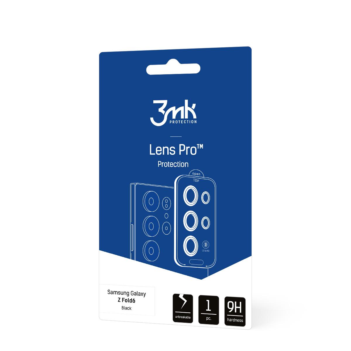 Закалённое стекло для объектива камеры 3mk Lens Protection Pro чёрное для Samsung Galaxy Z Fold 6