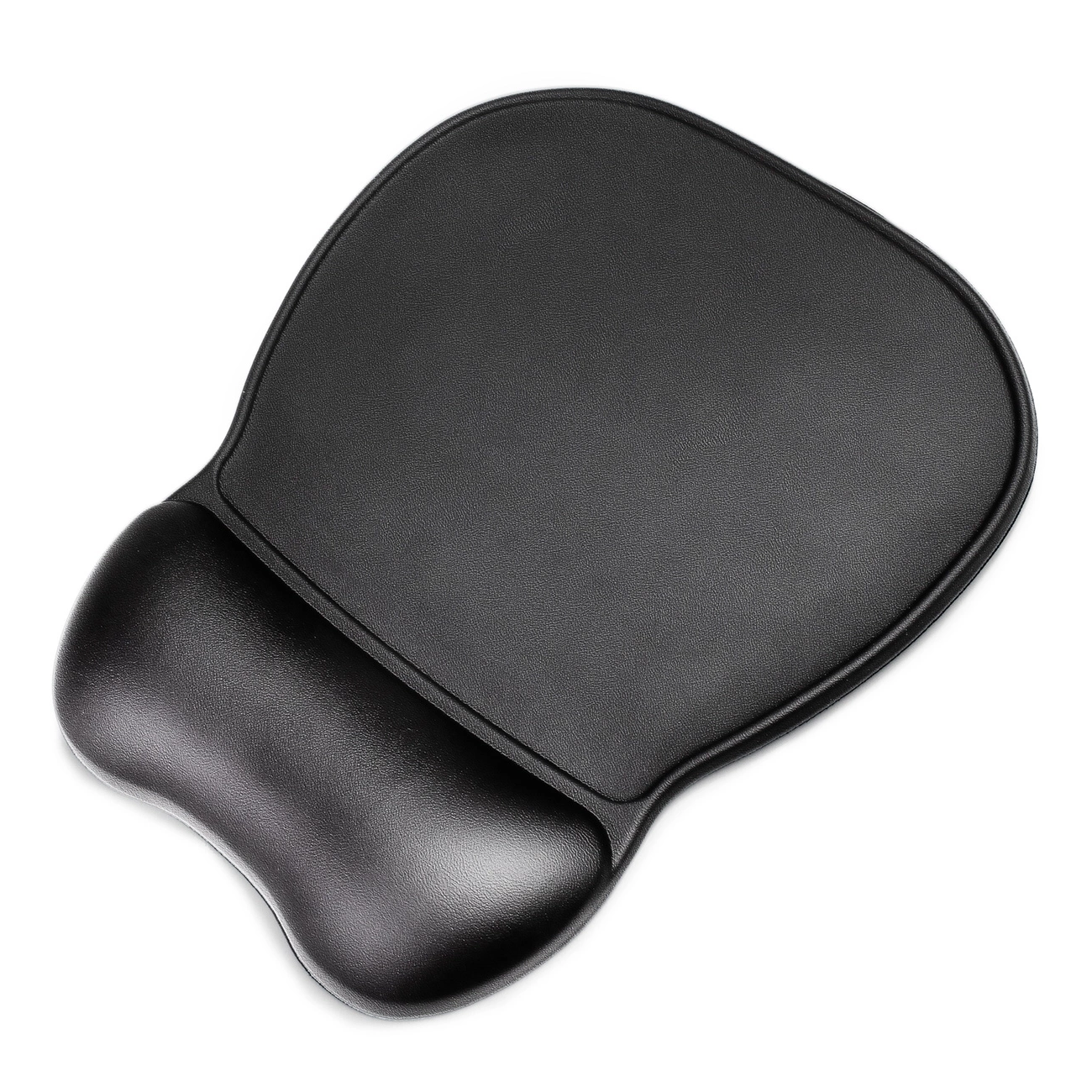 Ergonominis pelės kilimėlis ir riešo atrama gelio eko oda didelis neslystantis - juodas