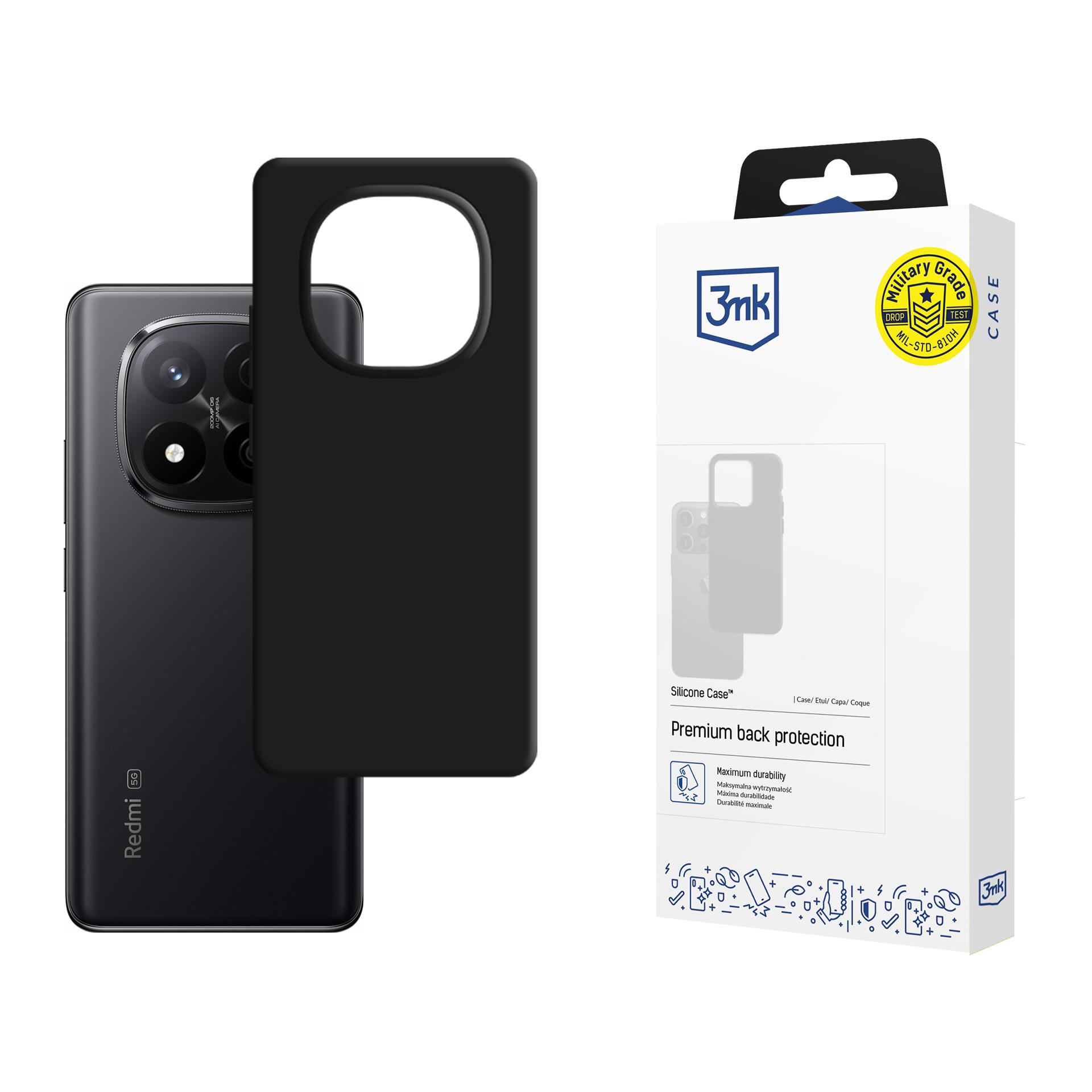 3mk Silikoninis dėklas telefonui Xiaomi Redmi Note 14 Pro+ - juodas