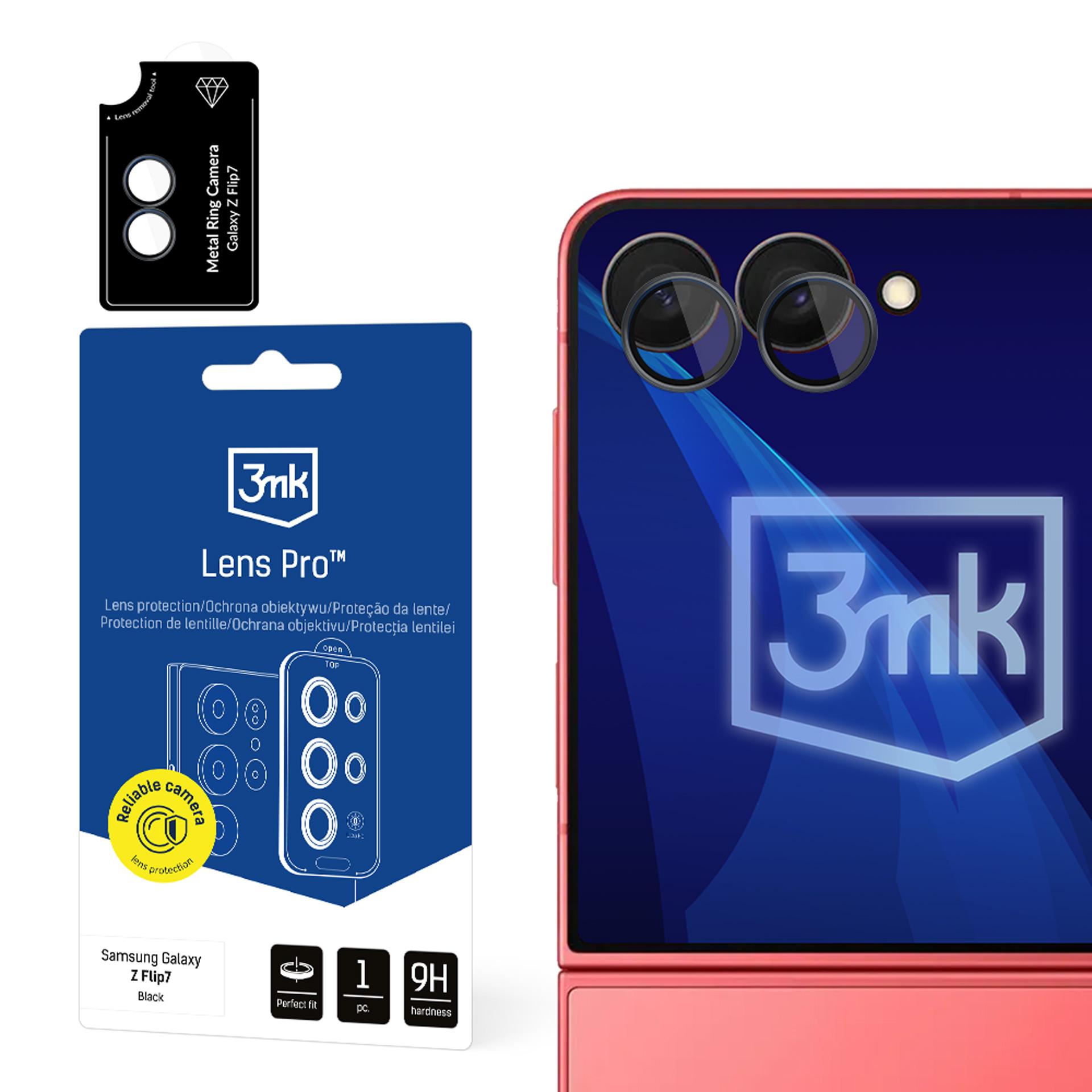 Защитное стекло камеры 3mk Lens Protection Pro для Samsung Galaxy Z Flip 7 - чёрный