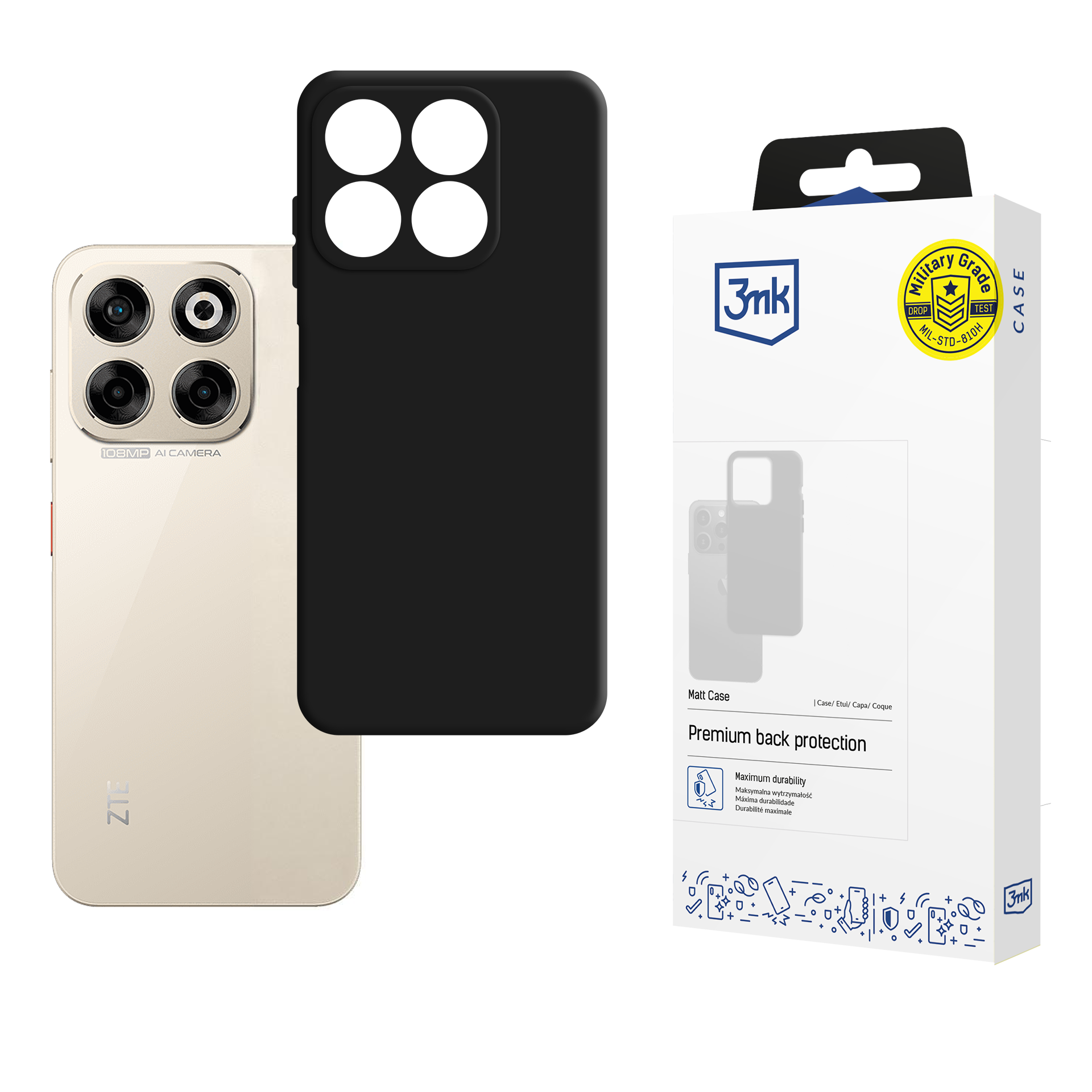 3mk Matt Case dėklas telefonui ZTE Blade V70 - matinis juodas