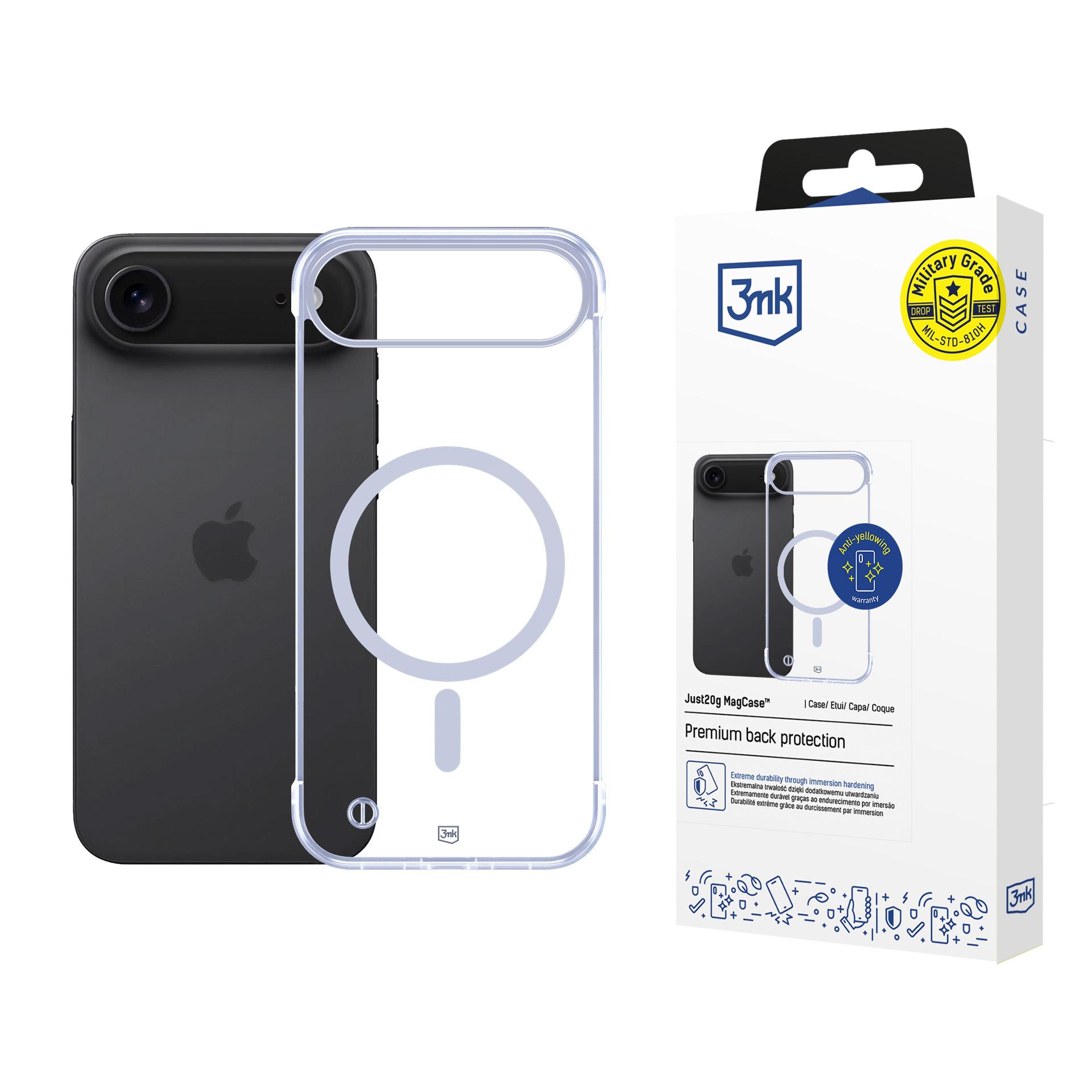 3mk Just20g Magnetinis dėklas iPhone 17 Air telefonui - permatomas