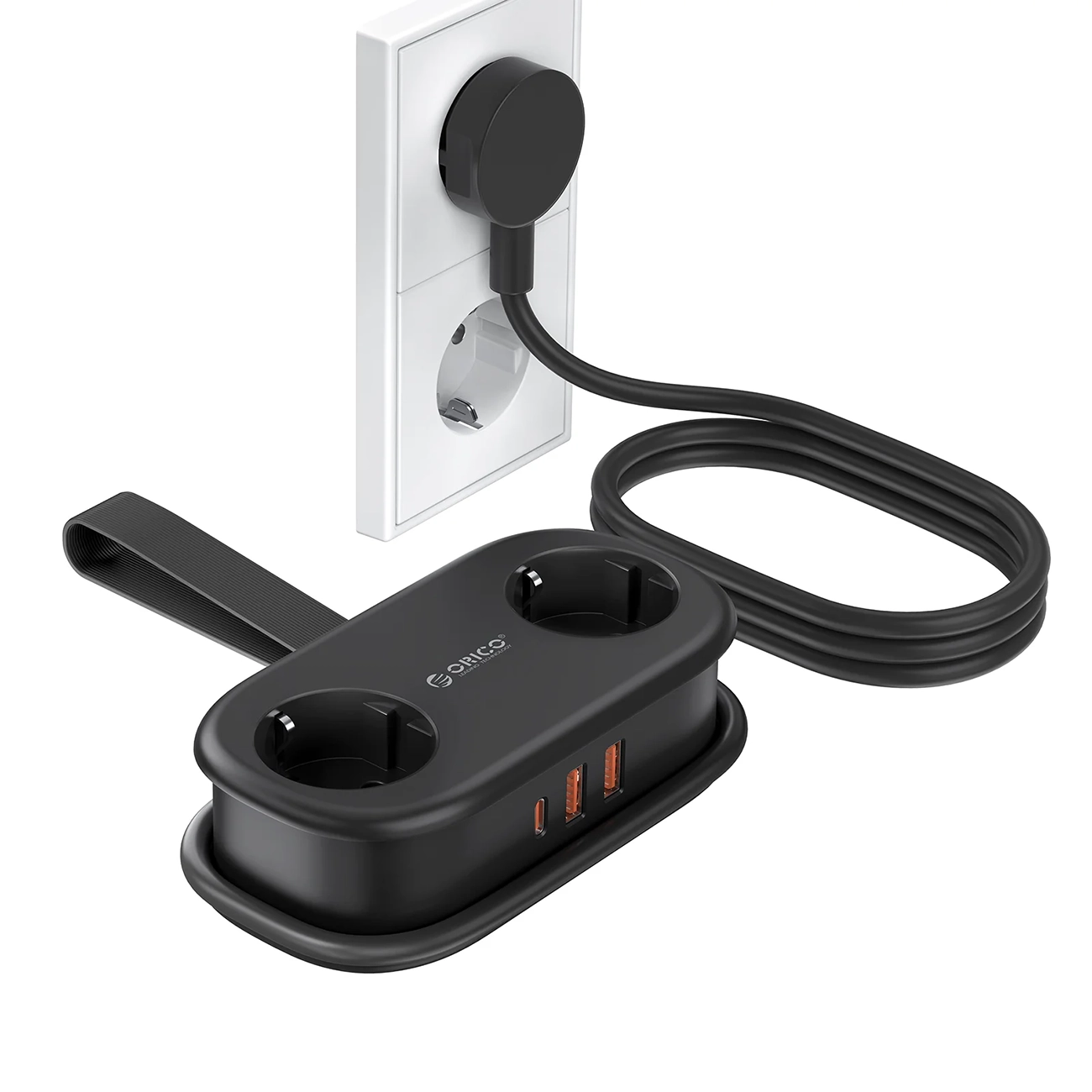 Orico APP 15.5W 5in1 удлинитель 2x AC + 2x USB-A + 1x USB-C - черный